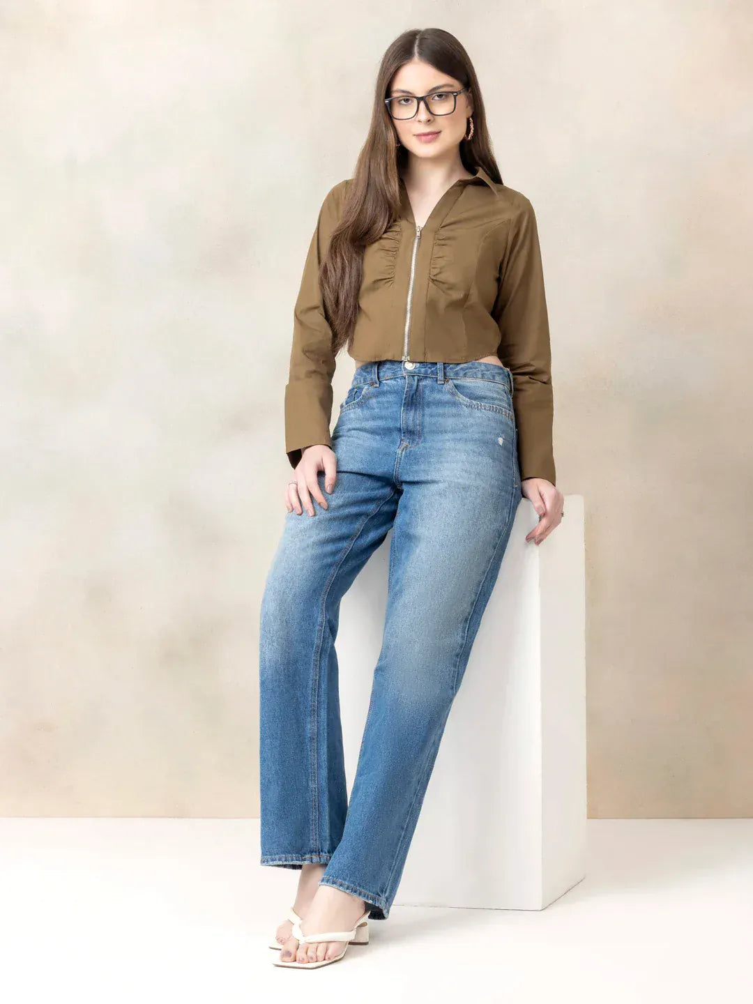 Olive Cotton Crop Top