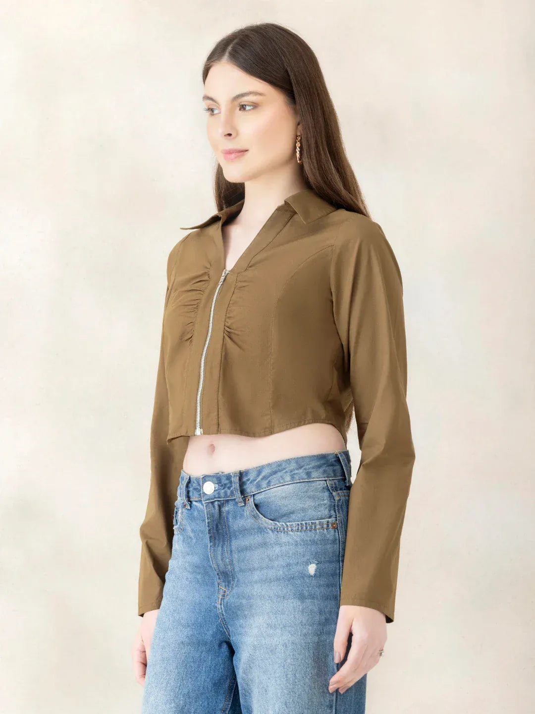 Olive Cotton Crop Top