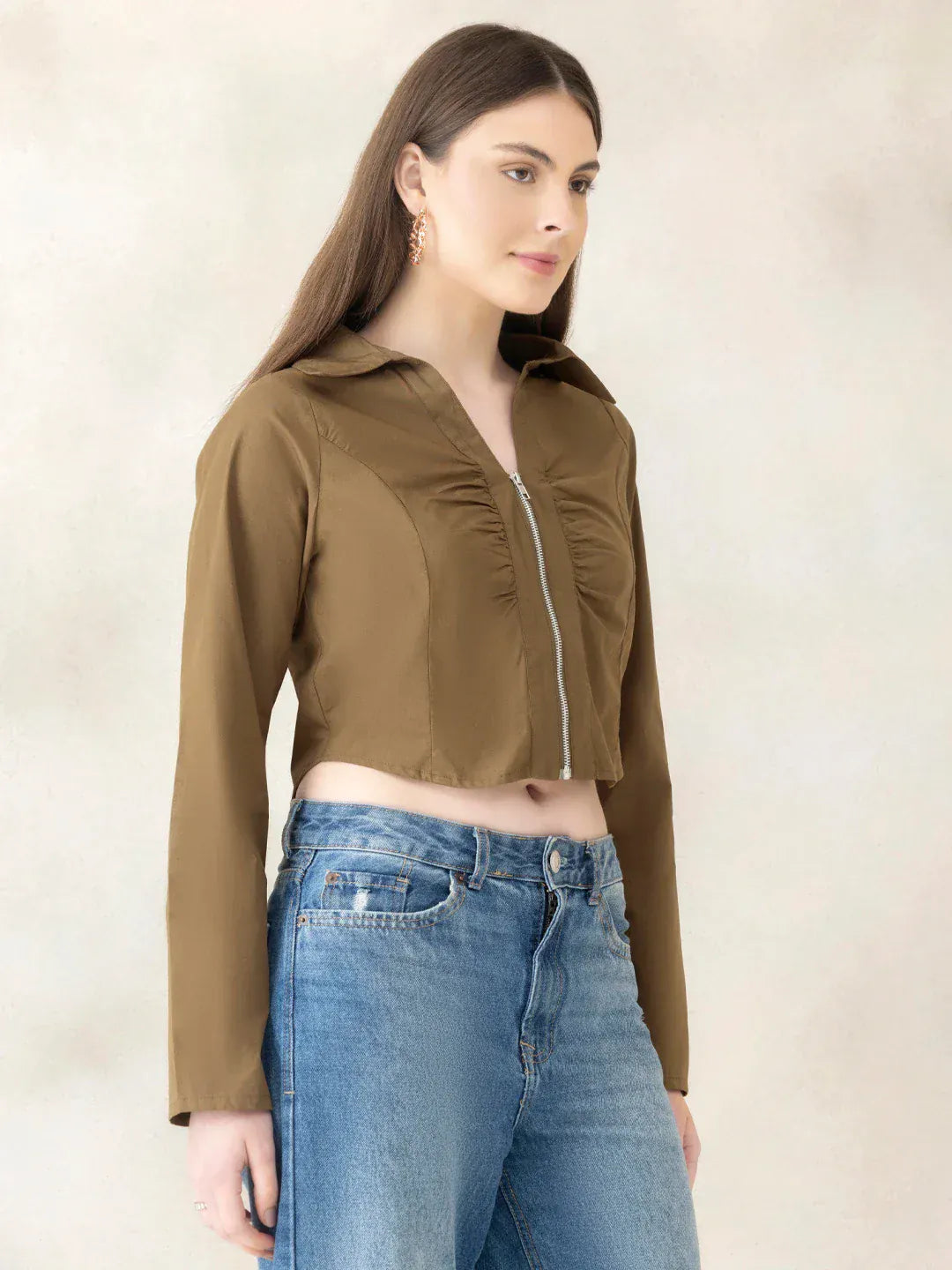 Olive Cotton Crop Top