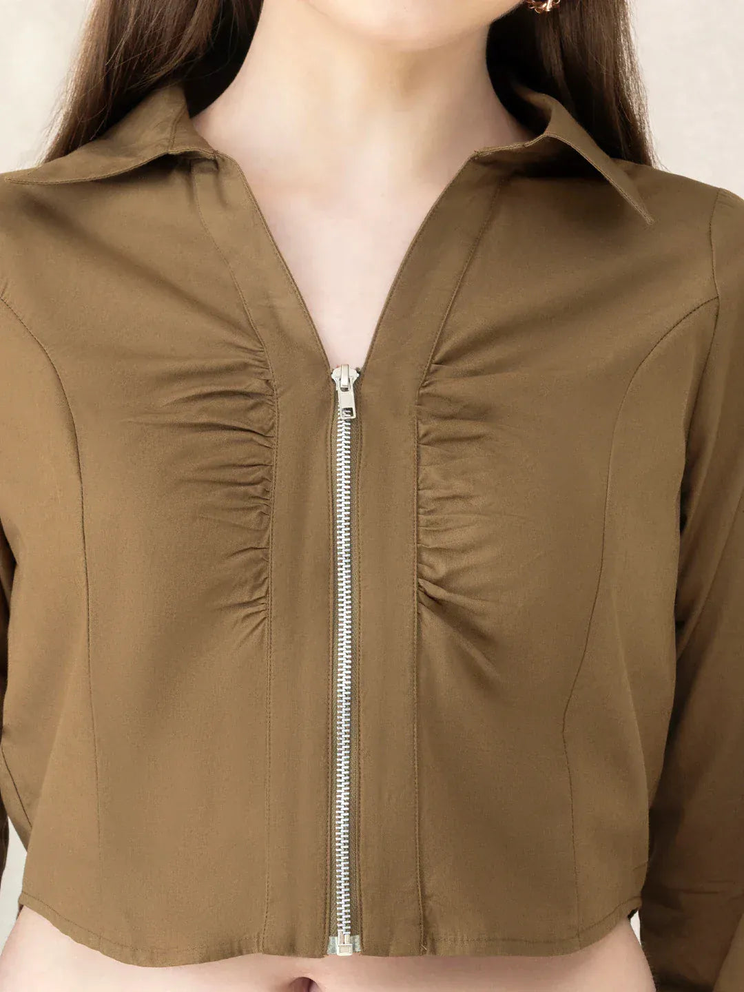 Olive Cotton Crop Top