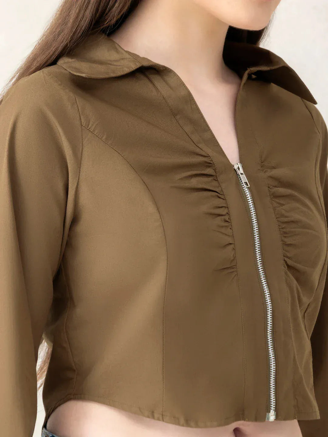 Beige Cotton Crop Top