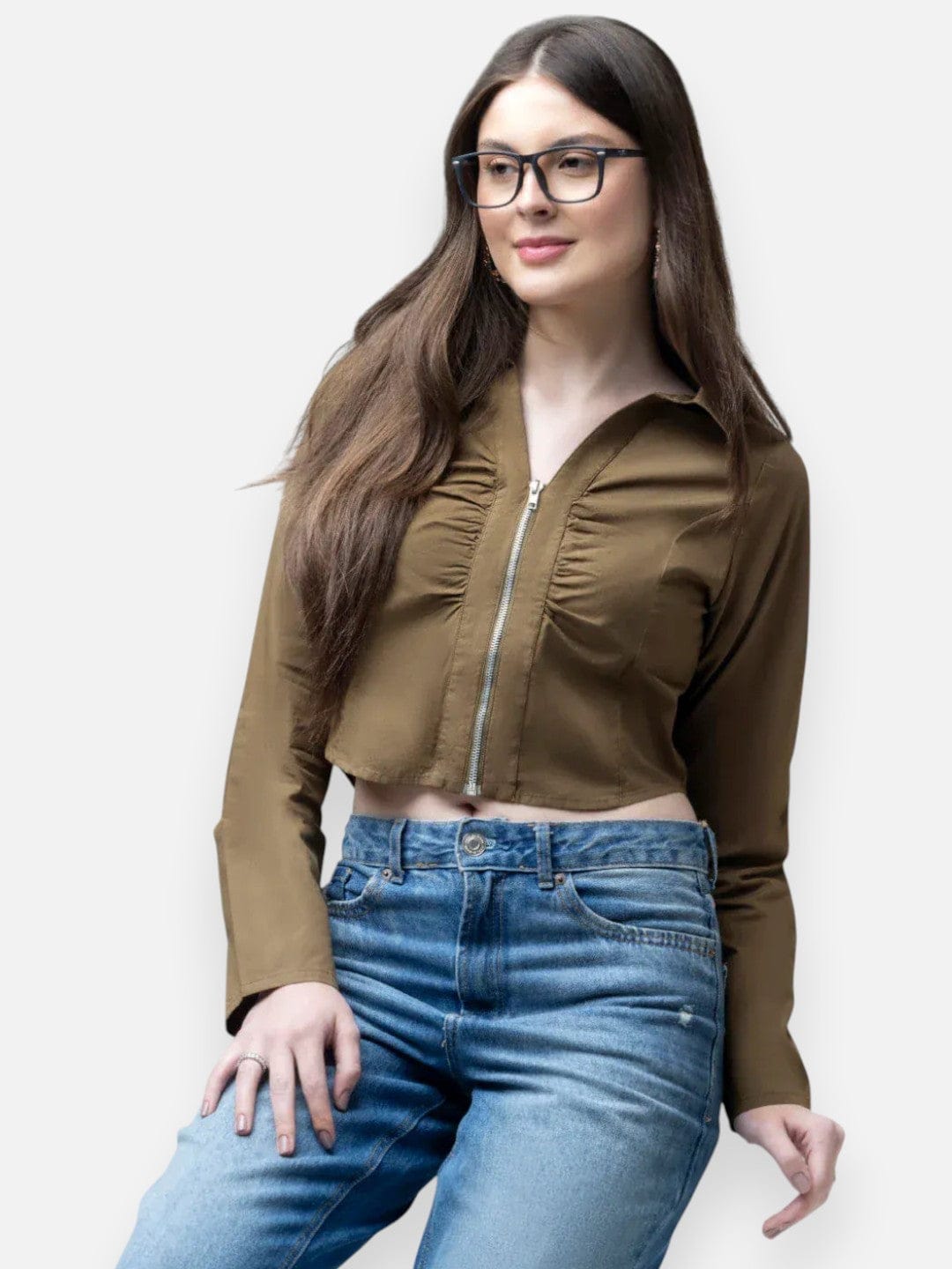 Olive Cotton Crop Top