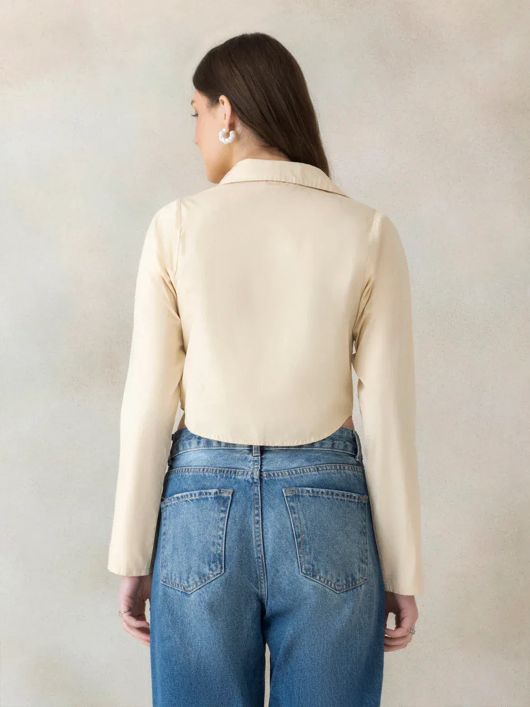 Beige Cotton Crop Top
