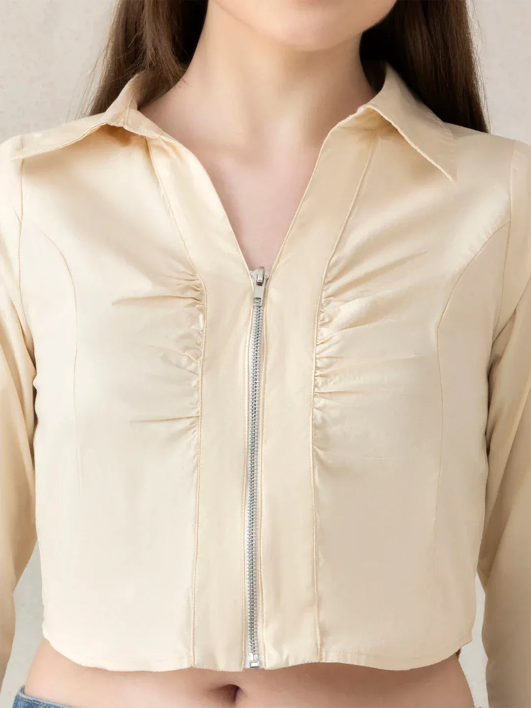Beige Cotton Crop Top