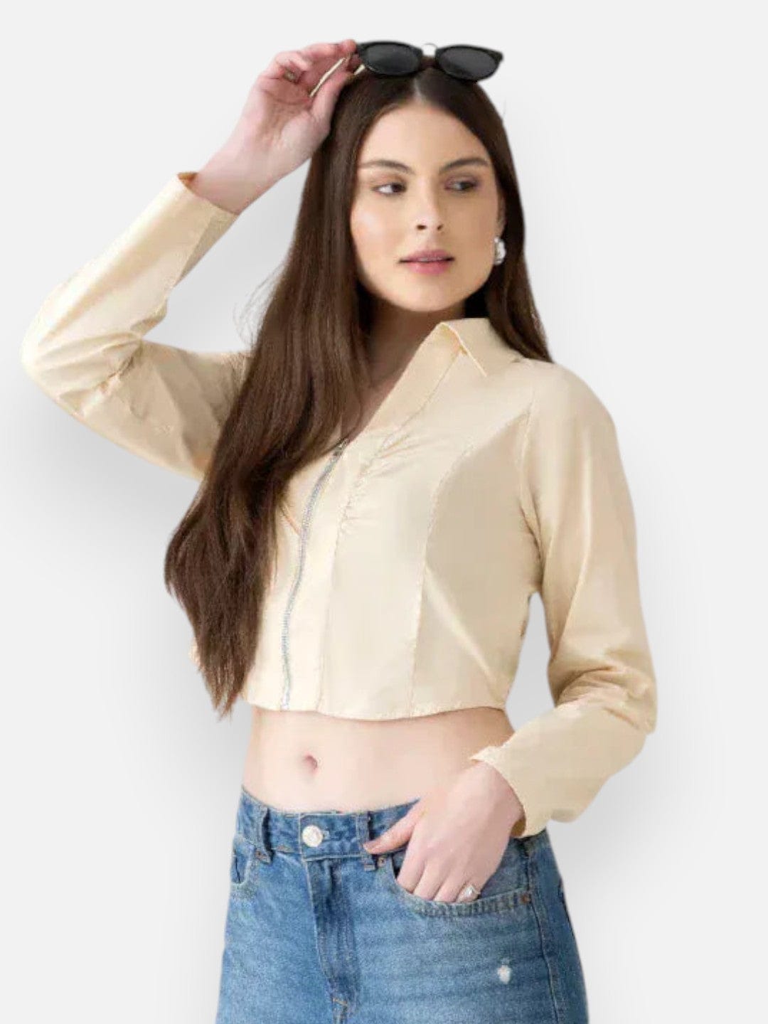 Beige Cotton Crop Top