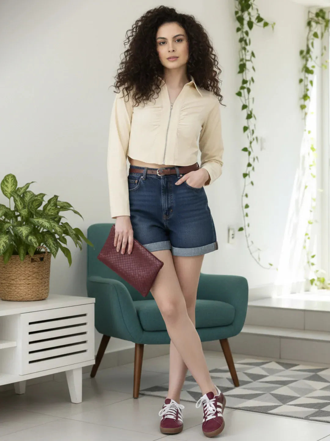 Beige Cotton Crop Top