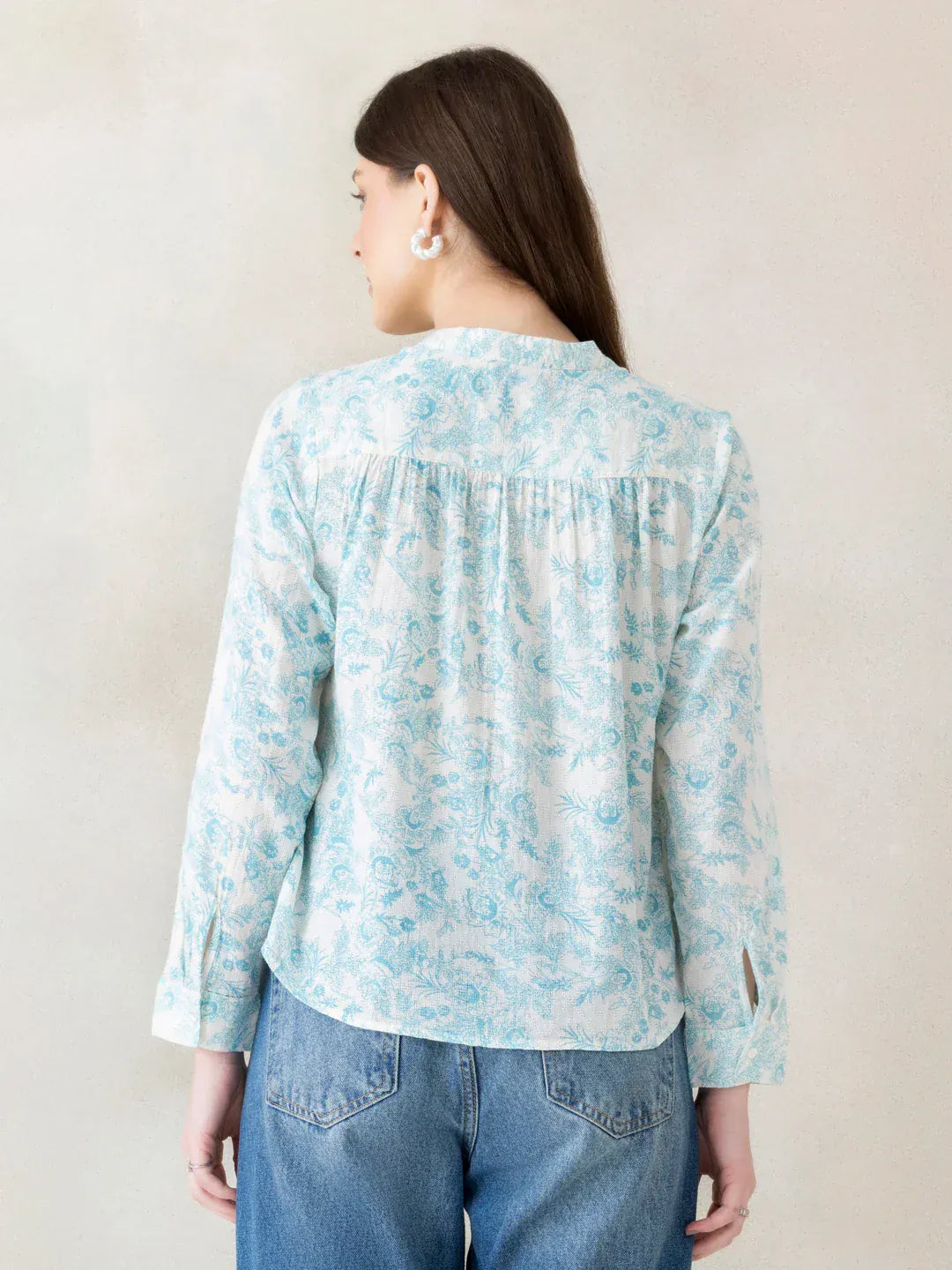 White Floral Cotton Top