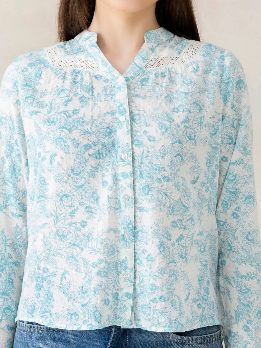 White Floral Cotton Top