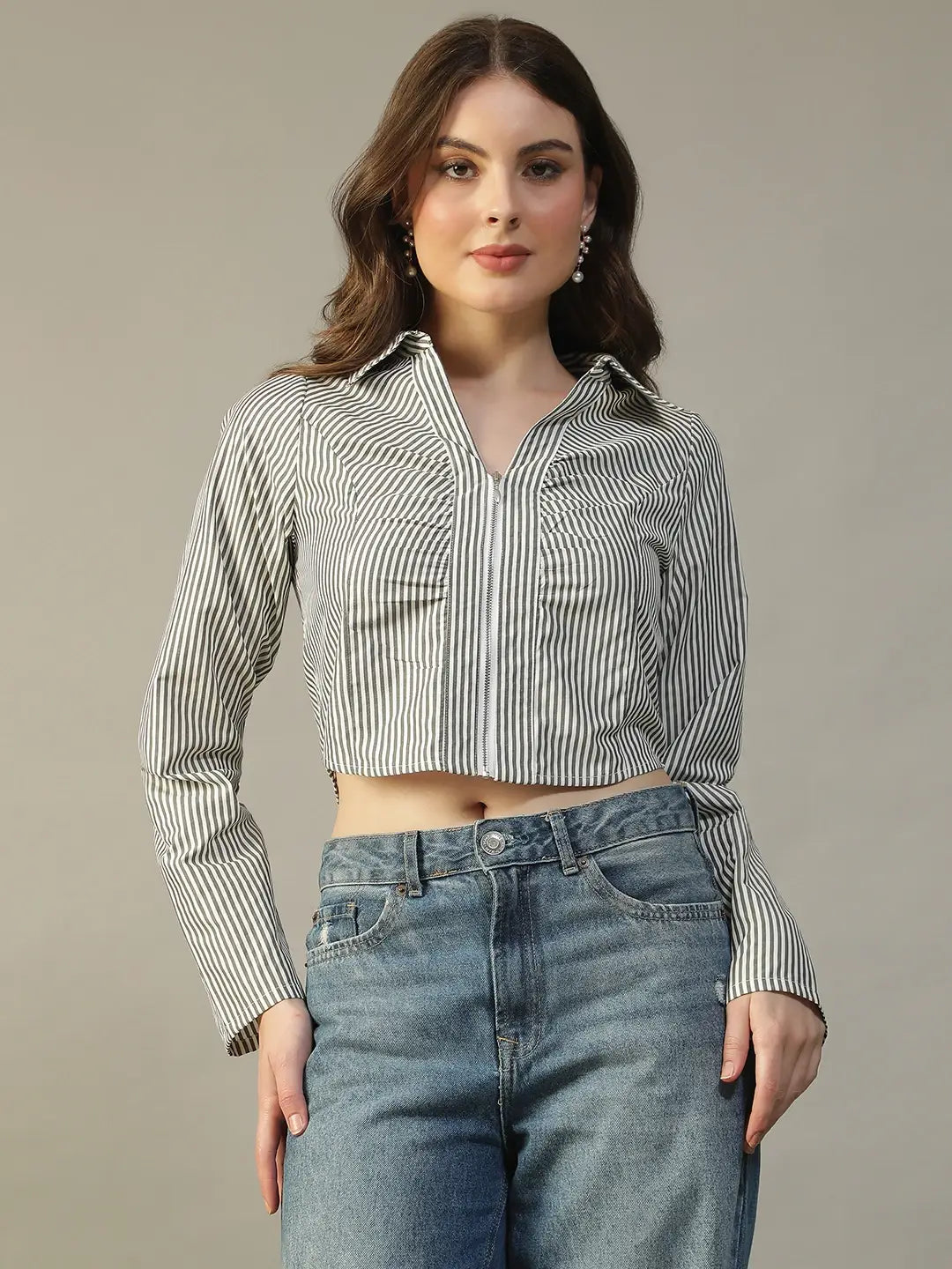 Black Striped Cotton Top