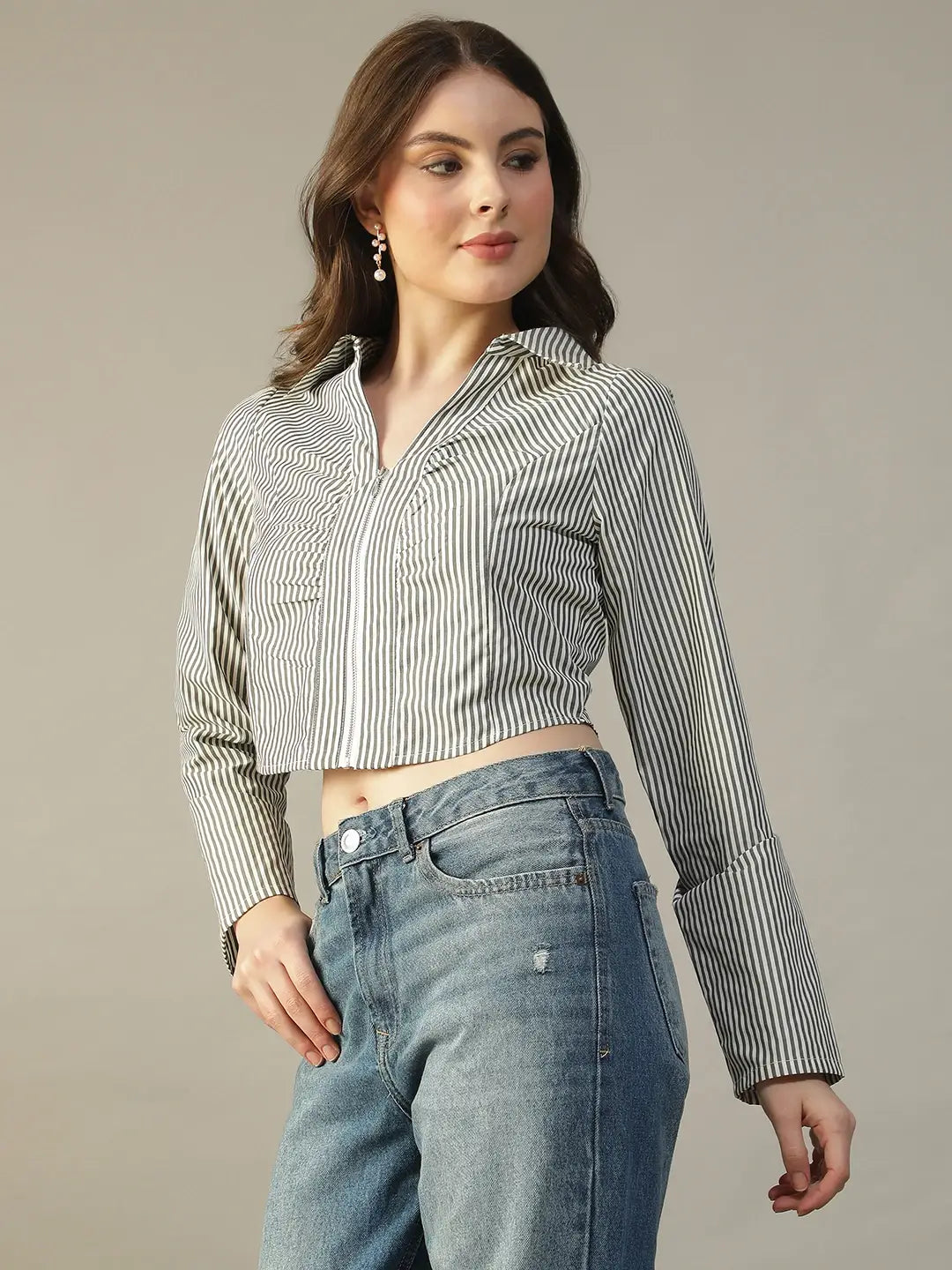 Black Striped Cotton Top