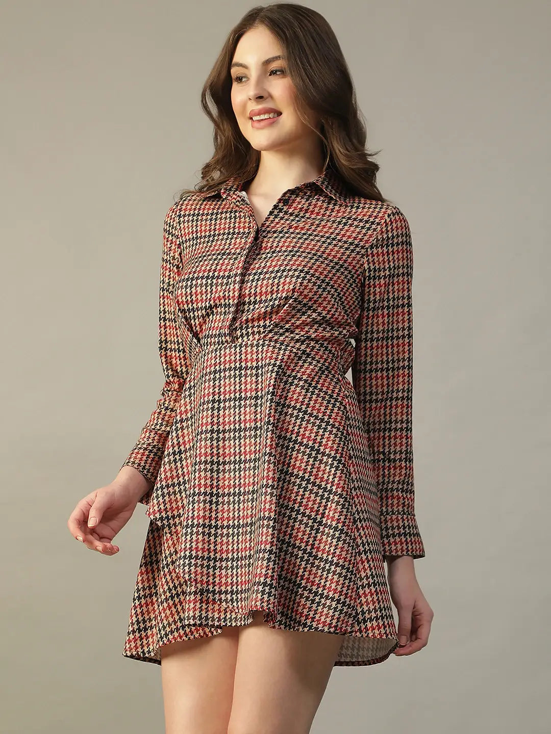 Women Multicolor Check Print Dress