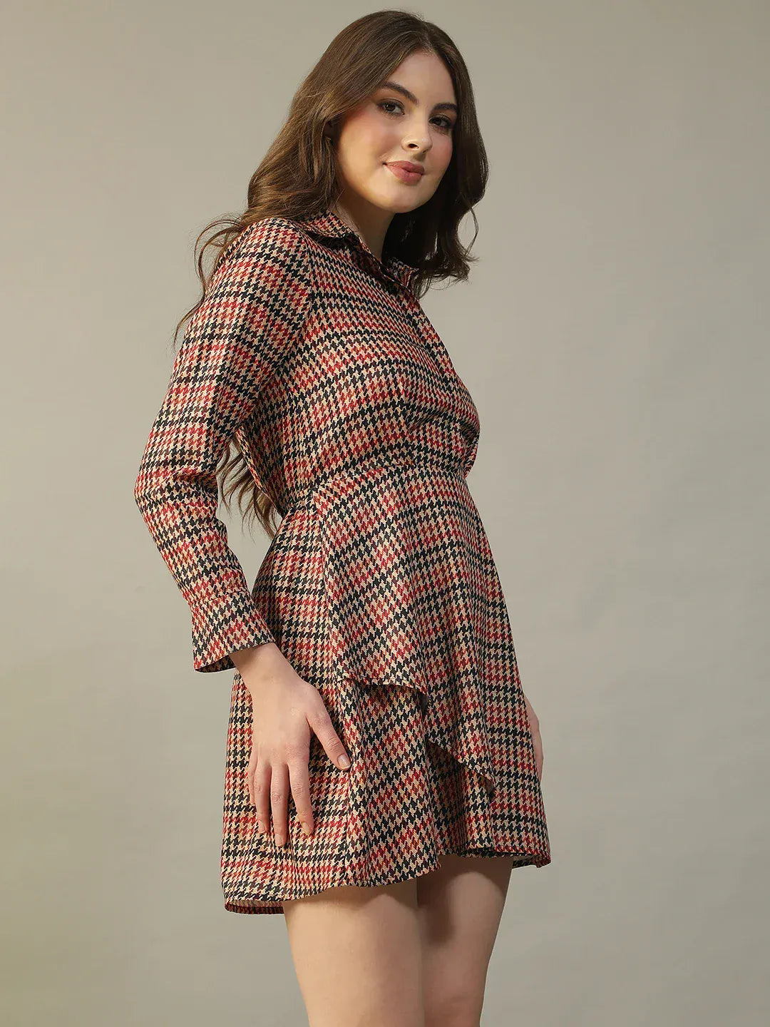 Women Multicolor Check Print Dress