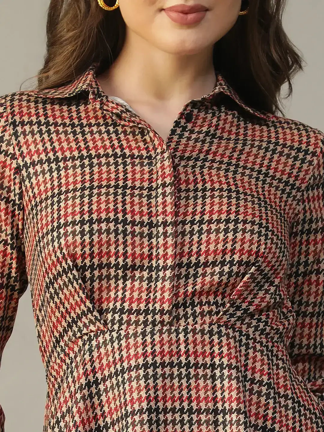 Women Multicolor Check Print Dress