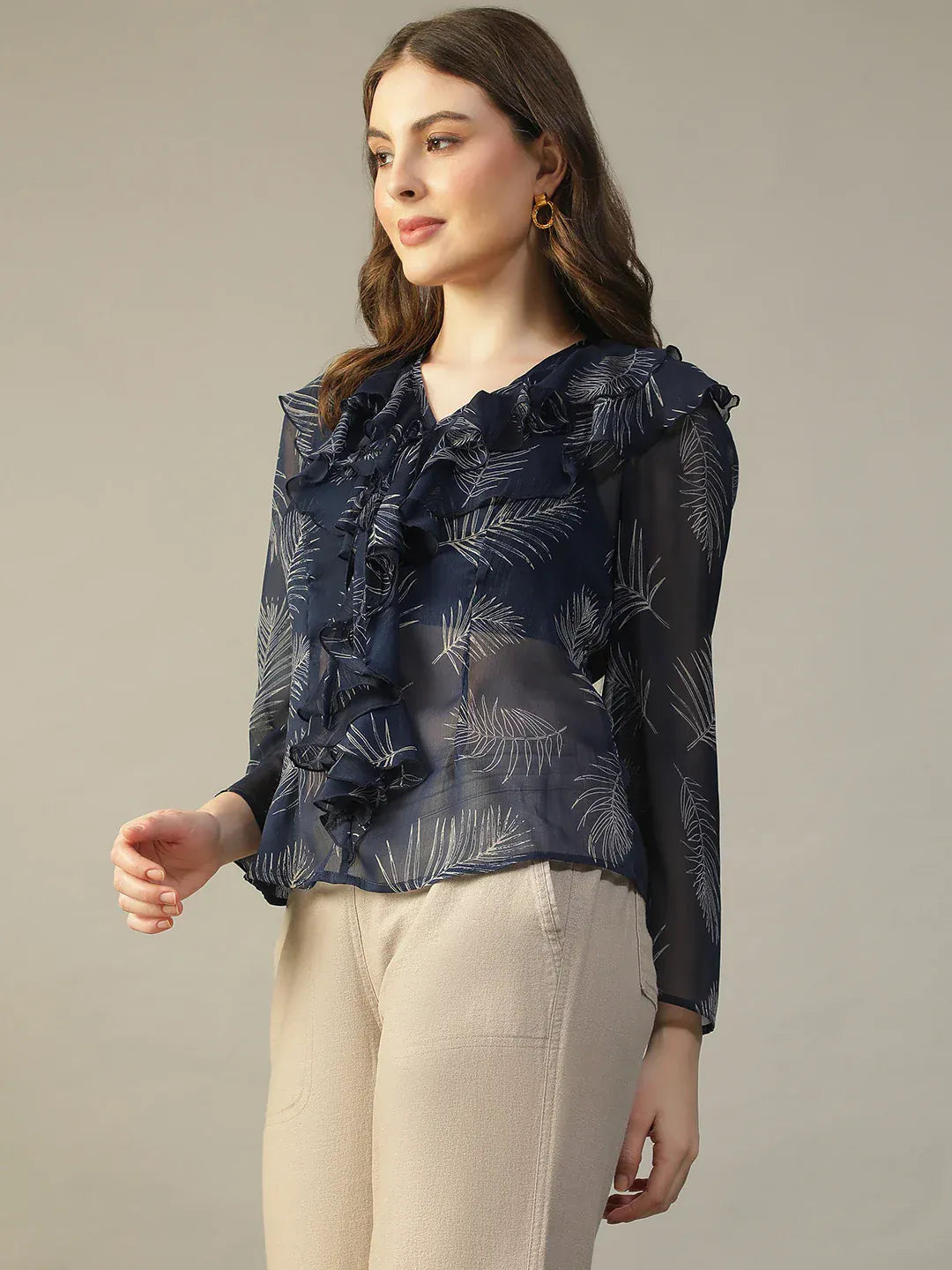 Women Navy Blue Floral Top