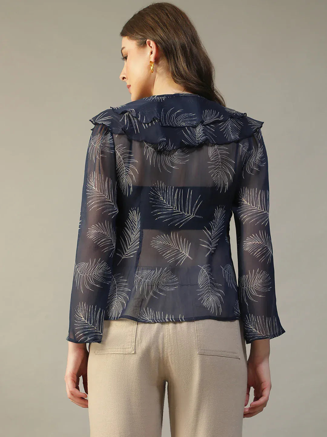 Women Navy Blue Floral Top