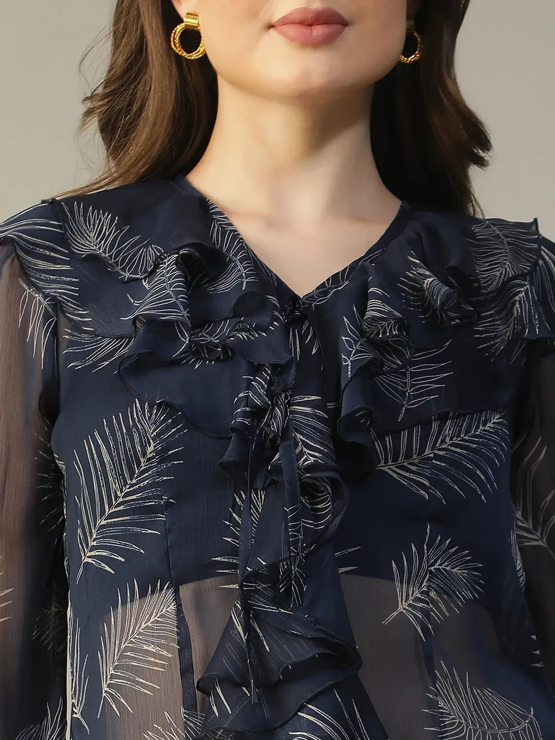 Women Navy Blue Floral Top