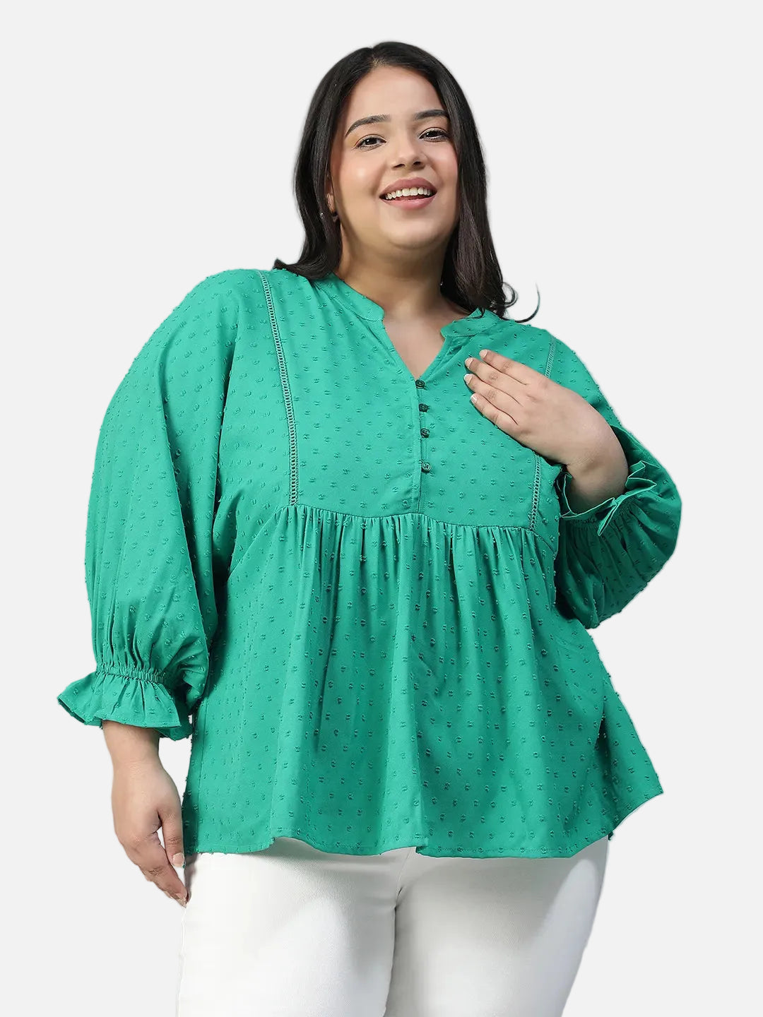 Plus Size Green Viscoe Top