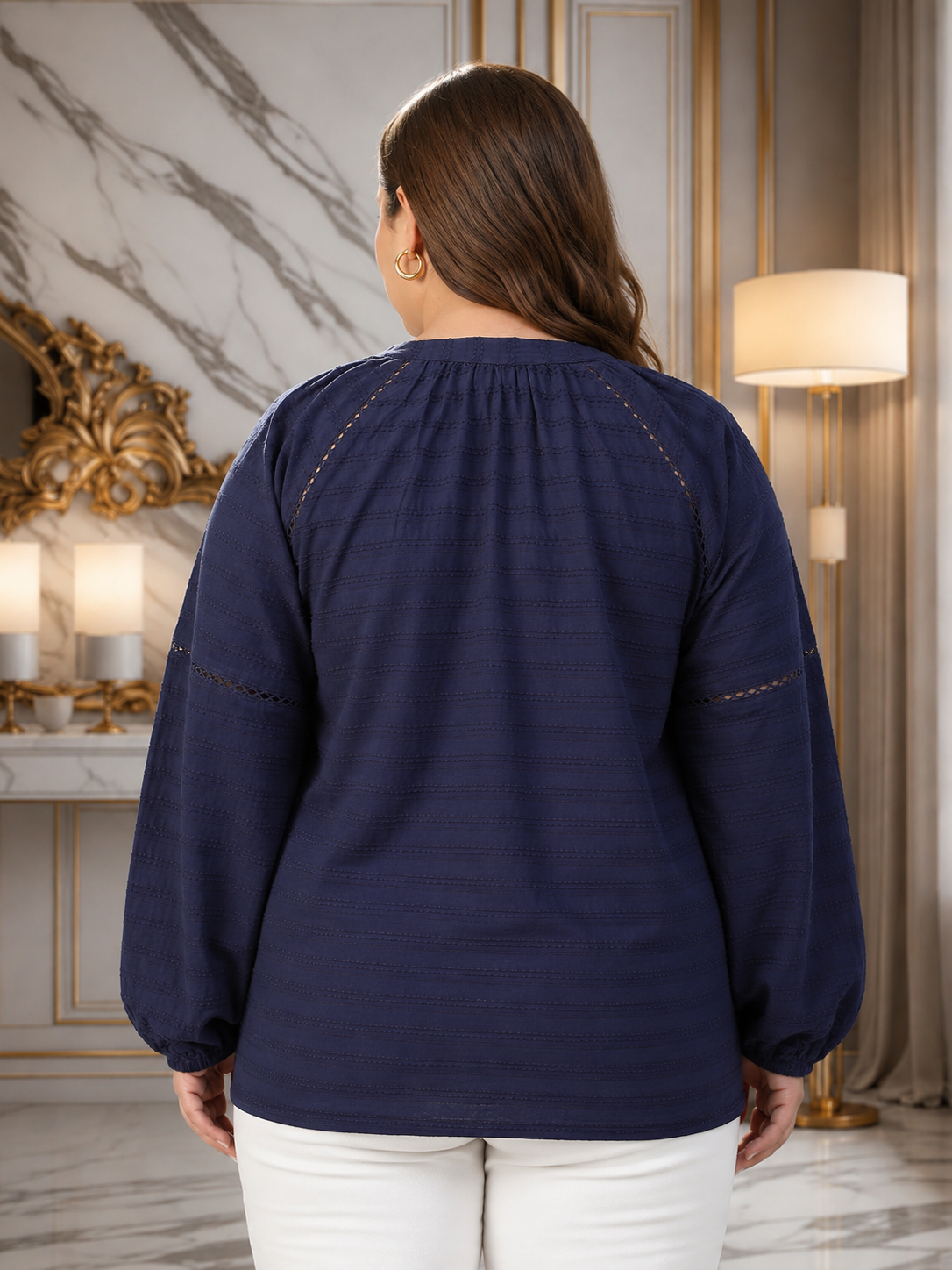 Plus Size Blue Cotton Top