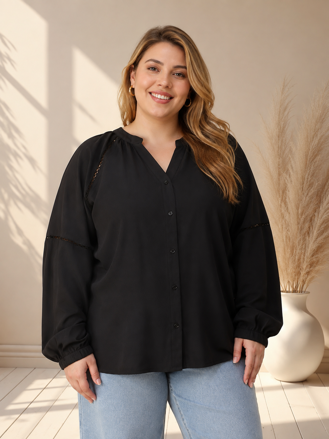 Plus Size Black Top