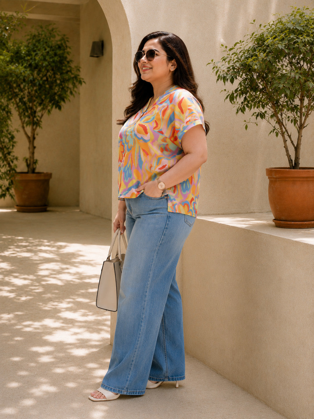 Women Plus Size Multicolor Floral Top - Pre Order