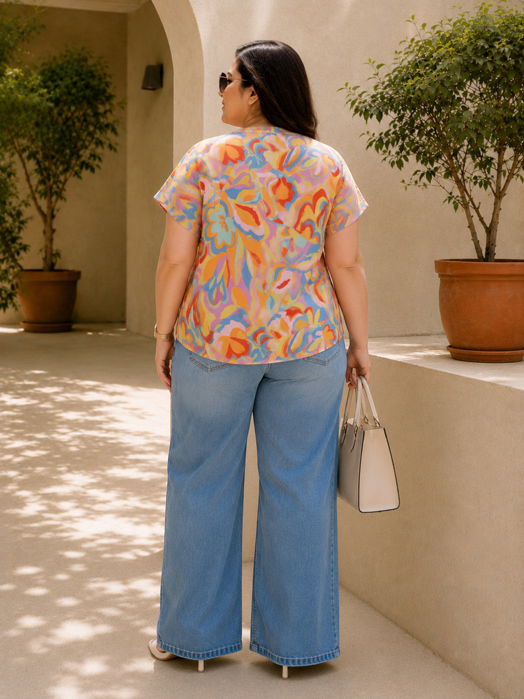 Women Plus Size Multicolor Floral Top - Pre Order
