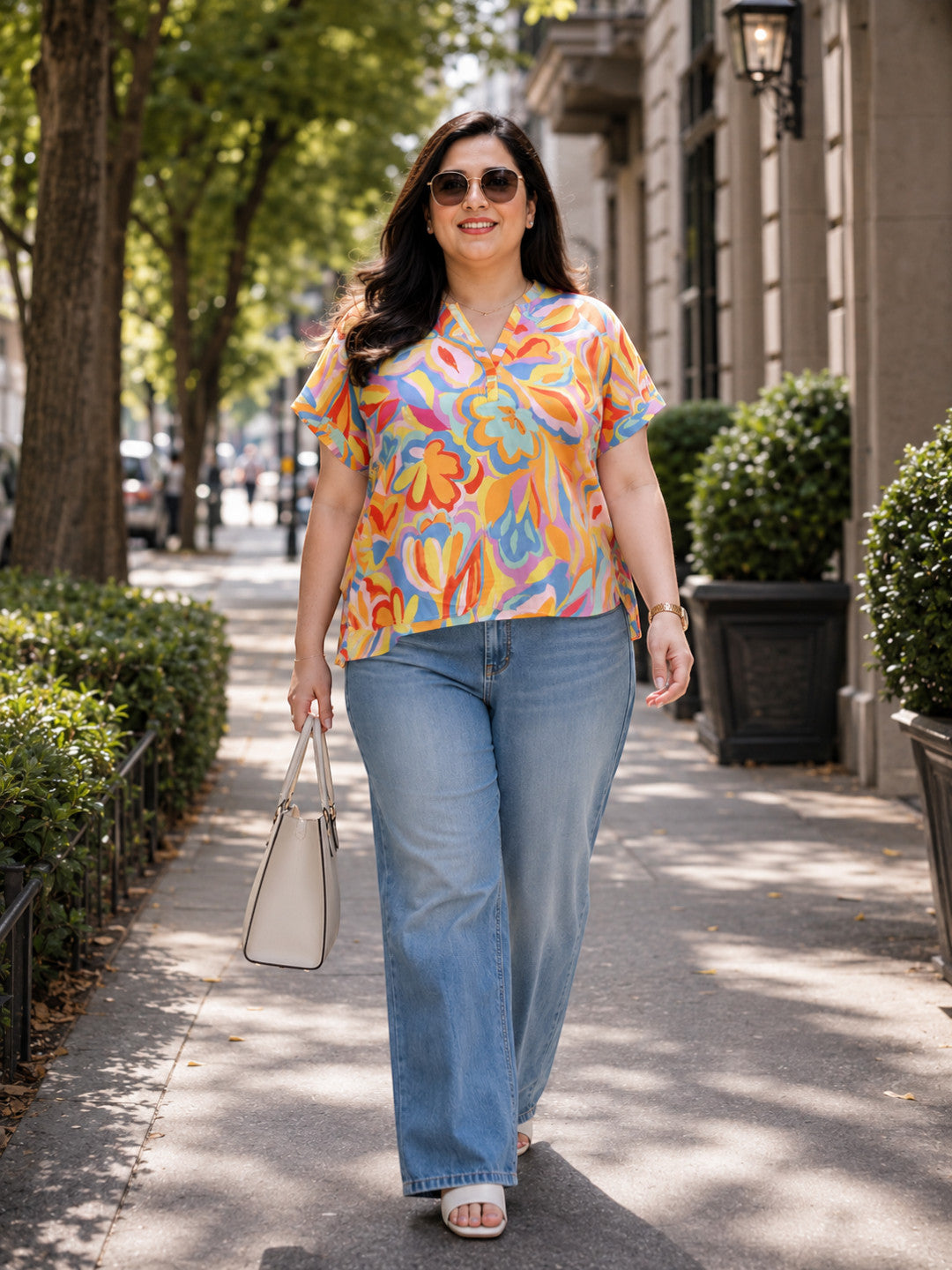 Women Plus Size Multicolor Floral Top - Pre Order