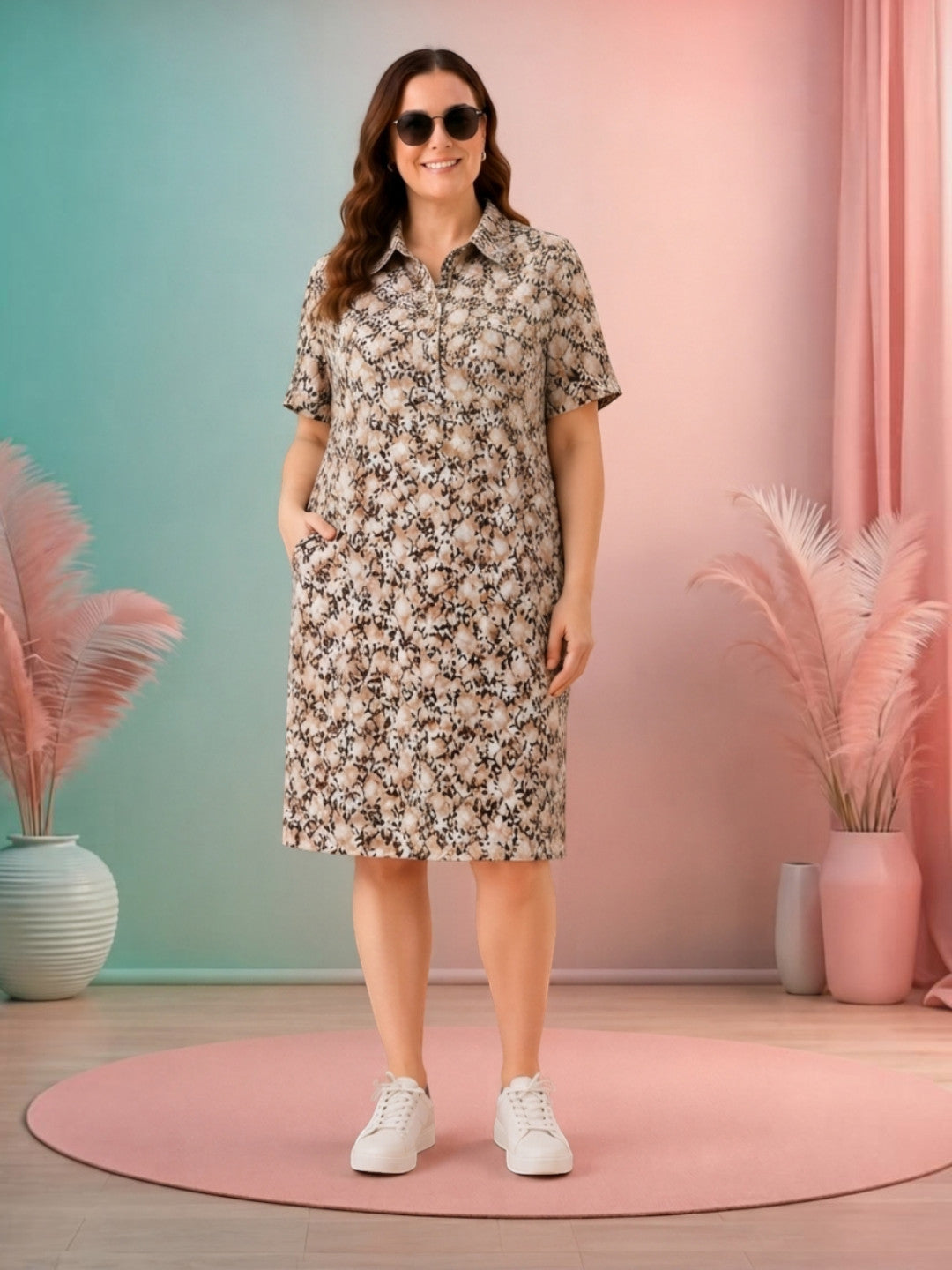 Women Plus Size Multicolor Floral Print Viscose Dress Oxolloxo