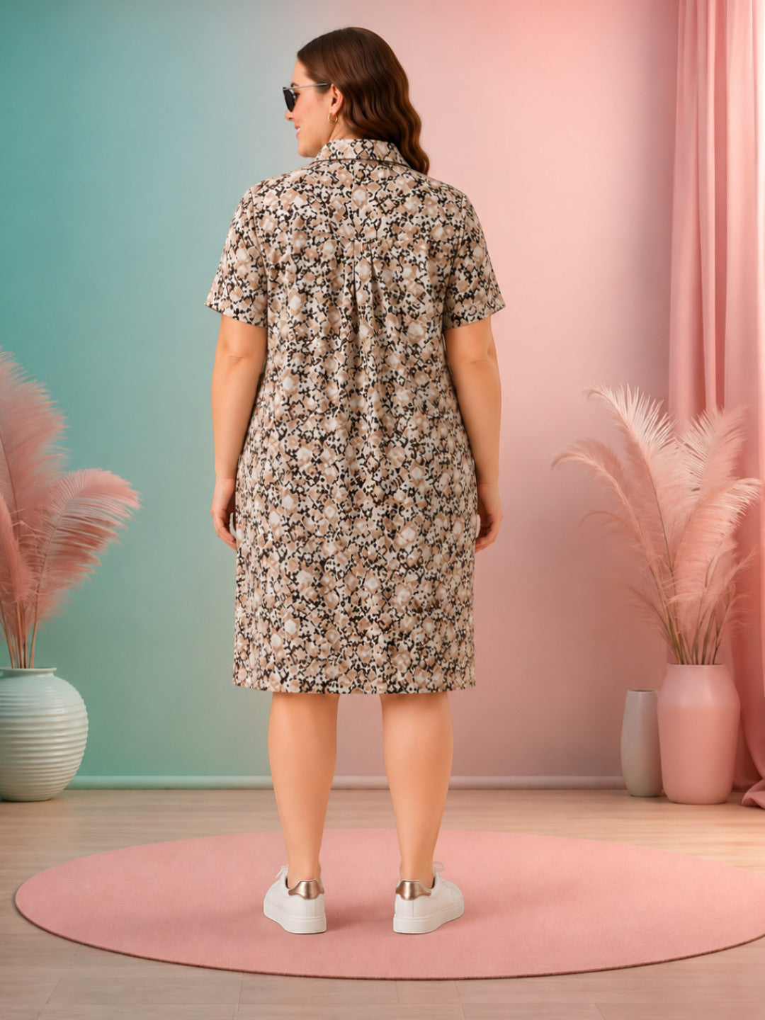 Women Plus Size Multicolor Floral Print Viscose Dress Oxolloxo