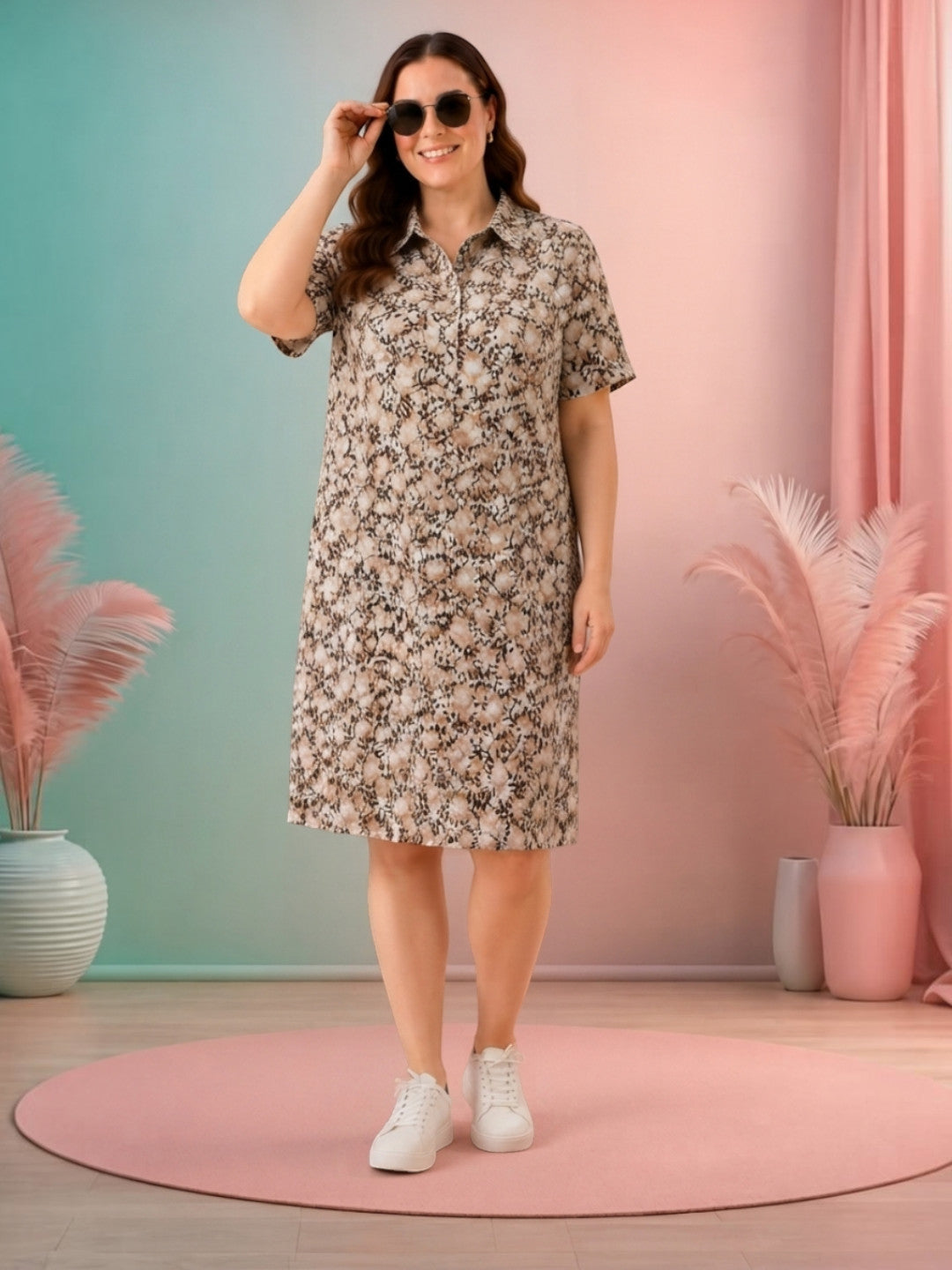 Women Plus Size Multicolor Floral Print Viscose Dress Oxolloxo