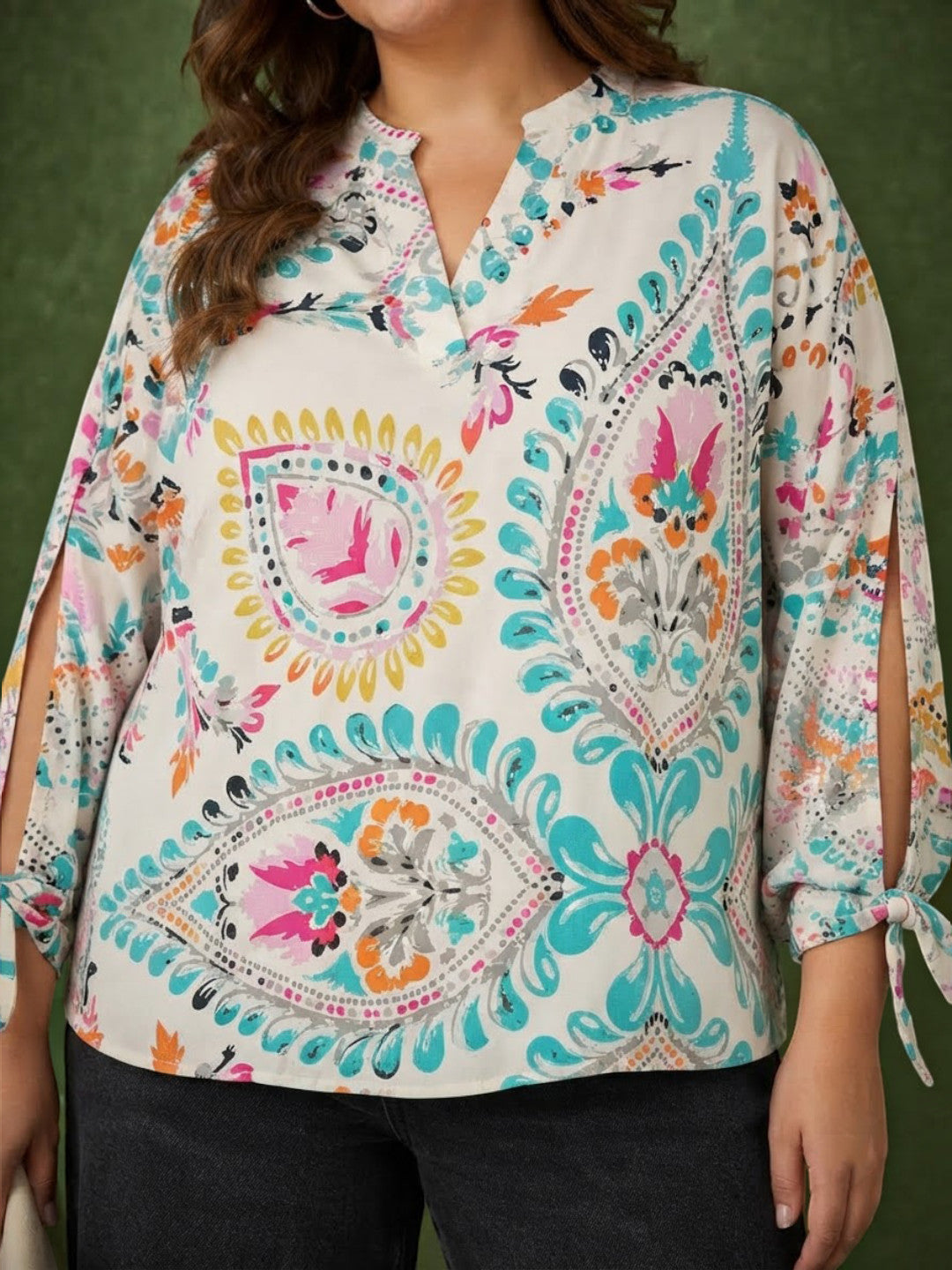 Plus size multicolor floral top - back view