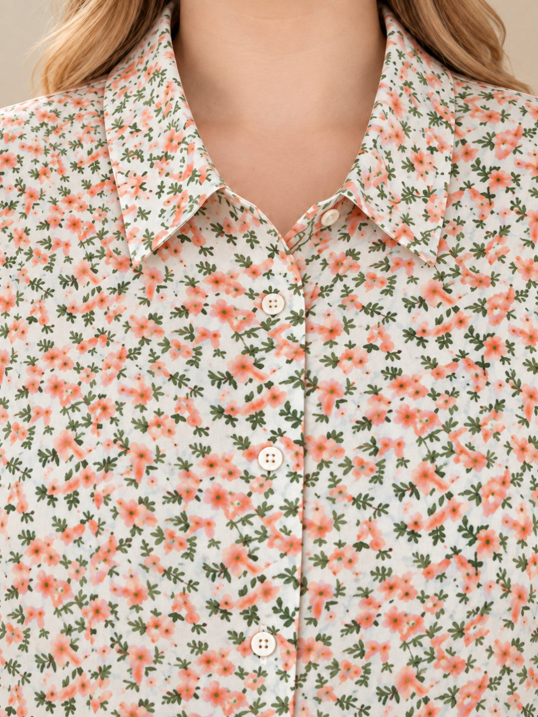 Women Plus Size Multicolor Floral Print Collared Button-Down Sleeveless Shirt