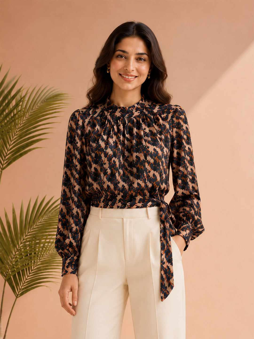 Multicolor Animal Print Dobby Top