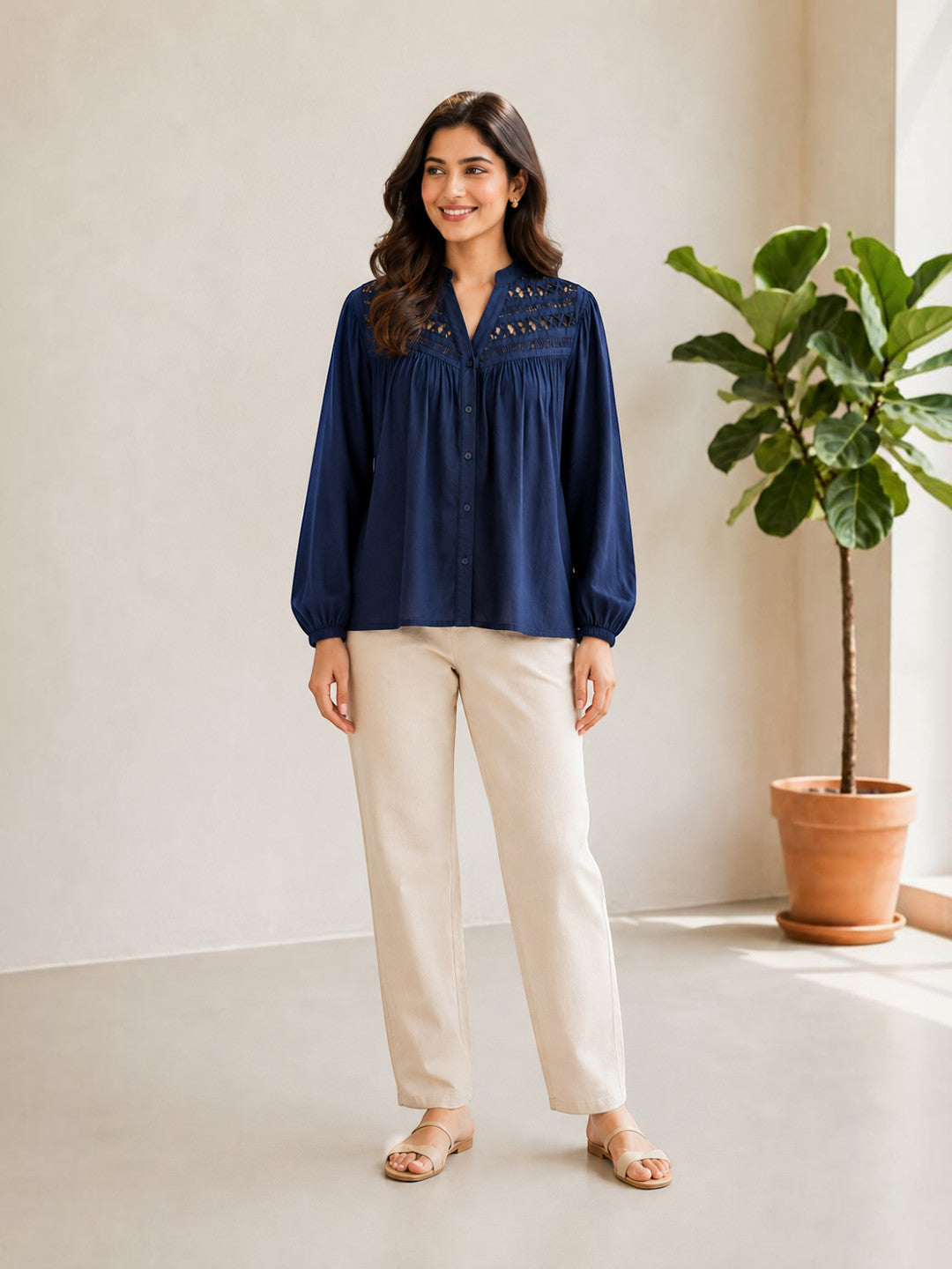 Blue Macrame Design Top