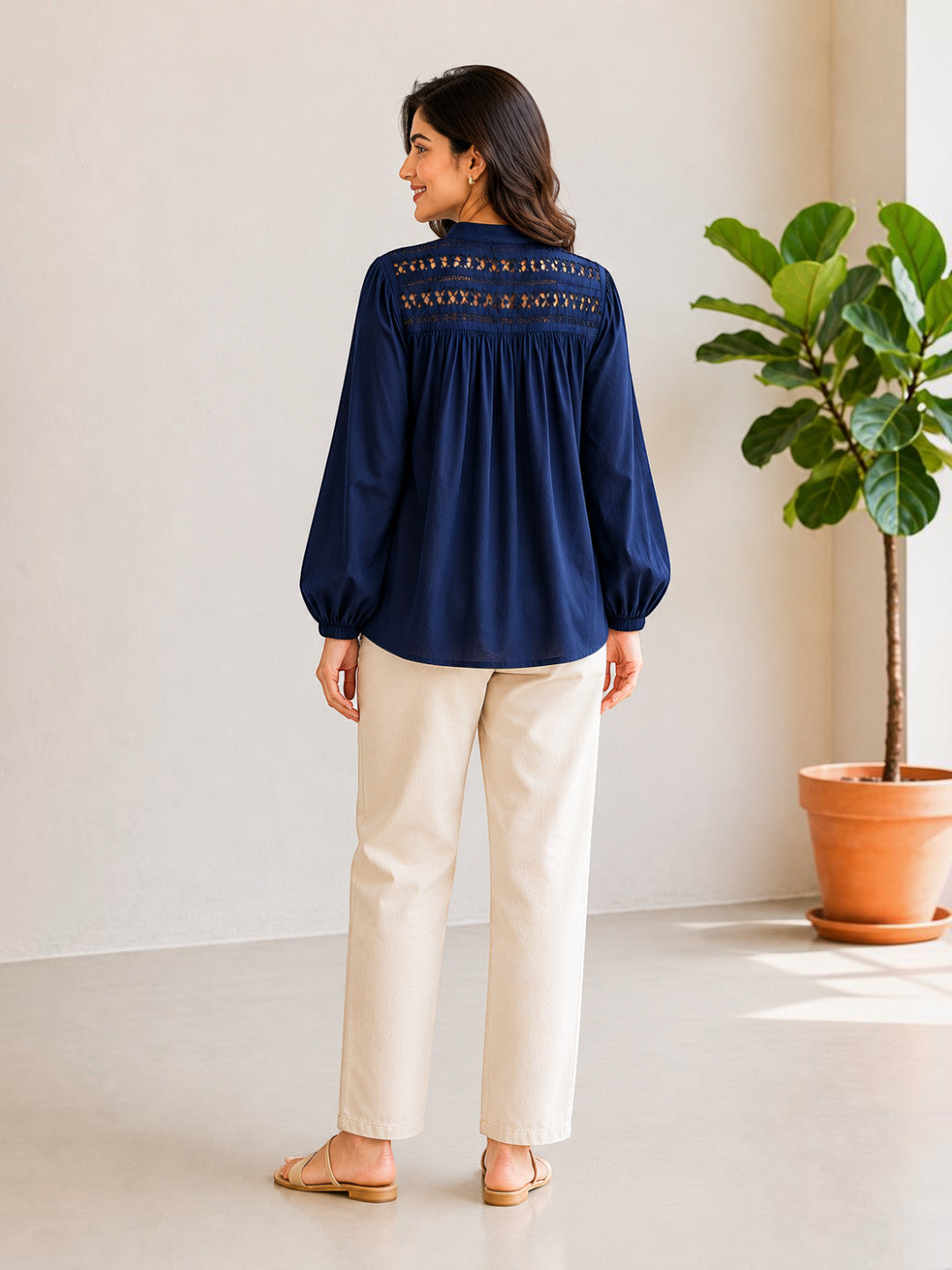 Blue Macrame Design Top