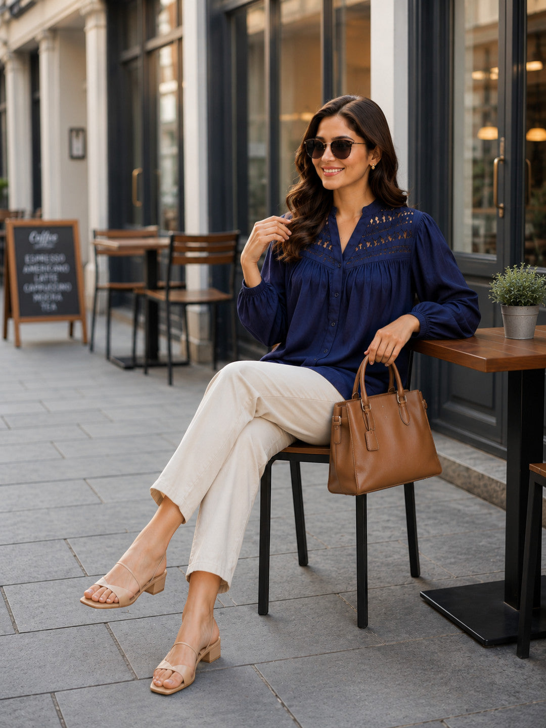 Blue Macrame Design Top