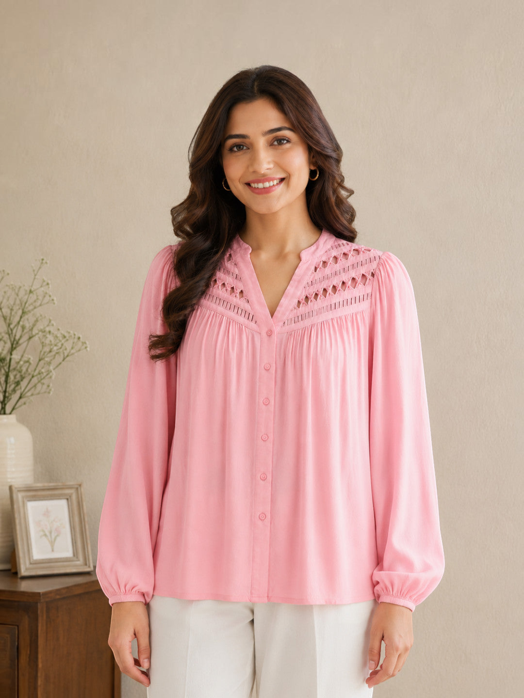 Pink Macrame Design Top