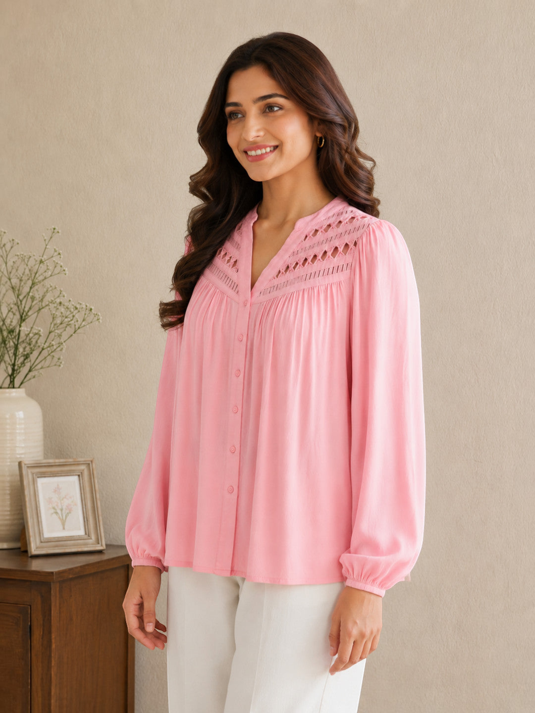 Pink Macrame Design Top