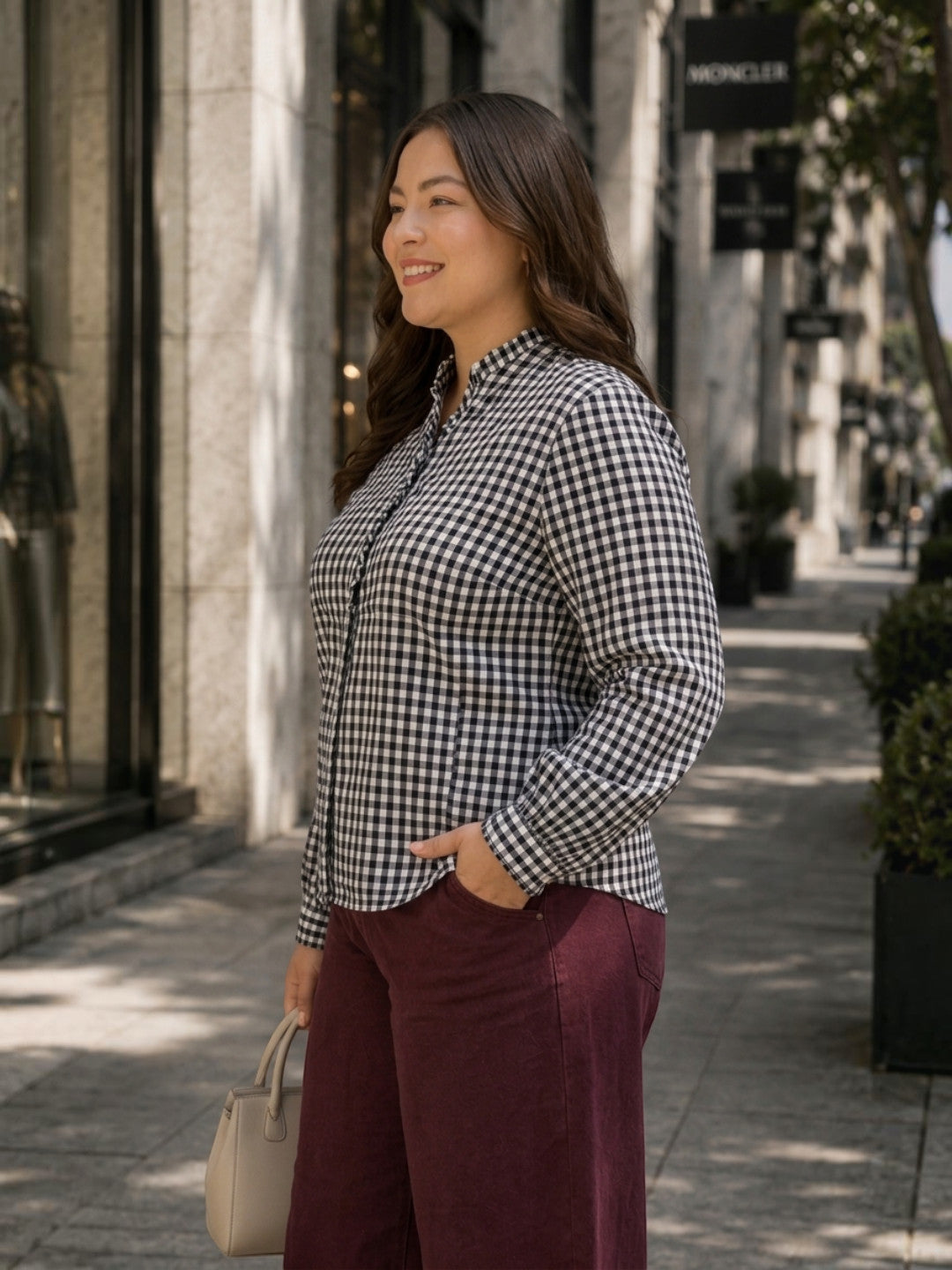 Plus Size Navy Blue Yarn-Dyed Check Cotton Dobby Shirt - Pre Order