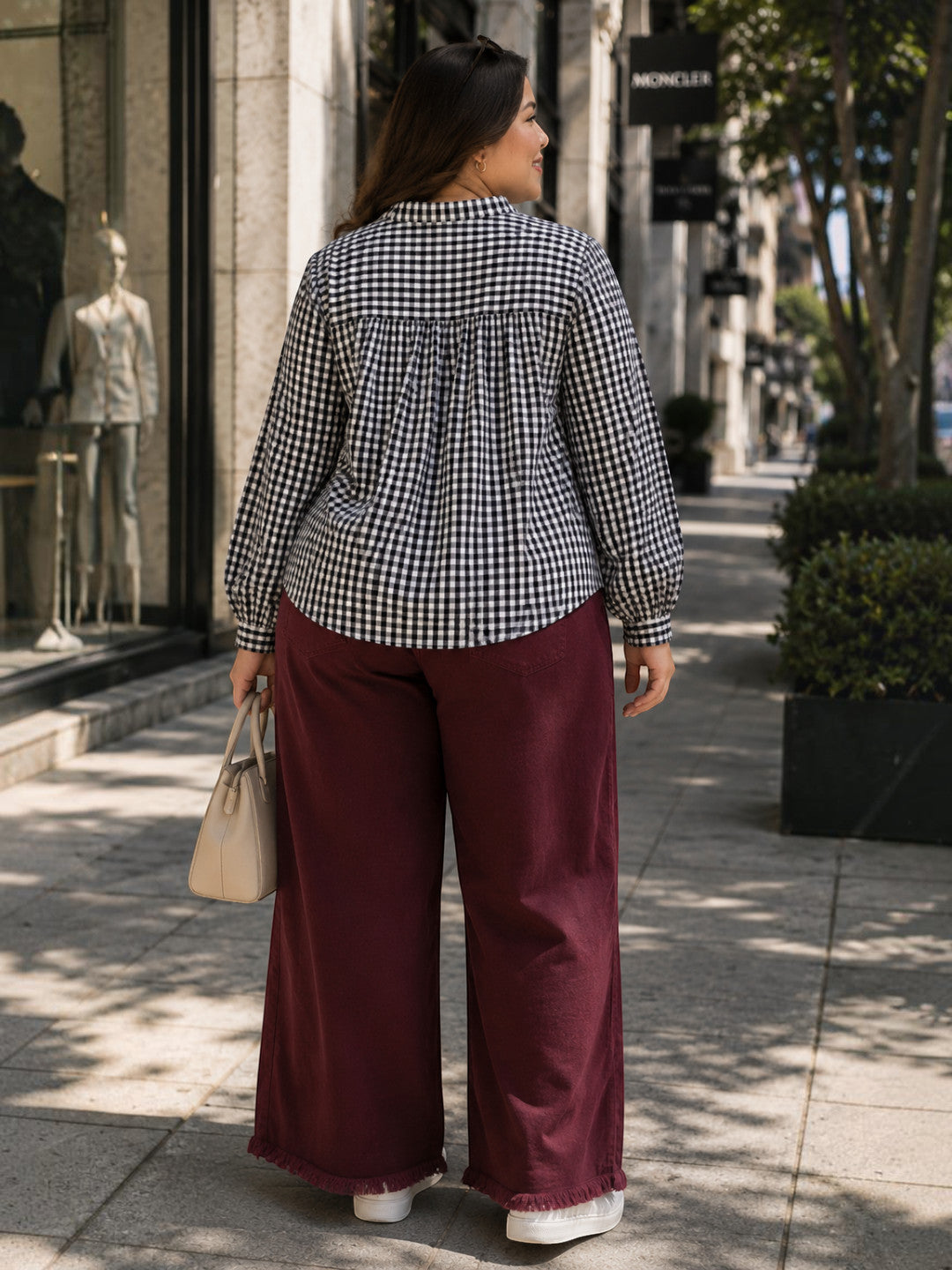 Plus Size Navy Blue Yarn-Dyed Check Cotton Dobby Shirt - Pre Order
