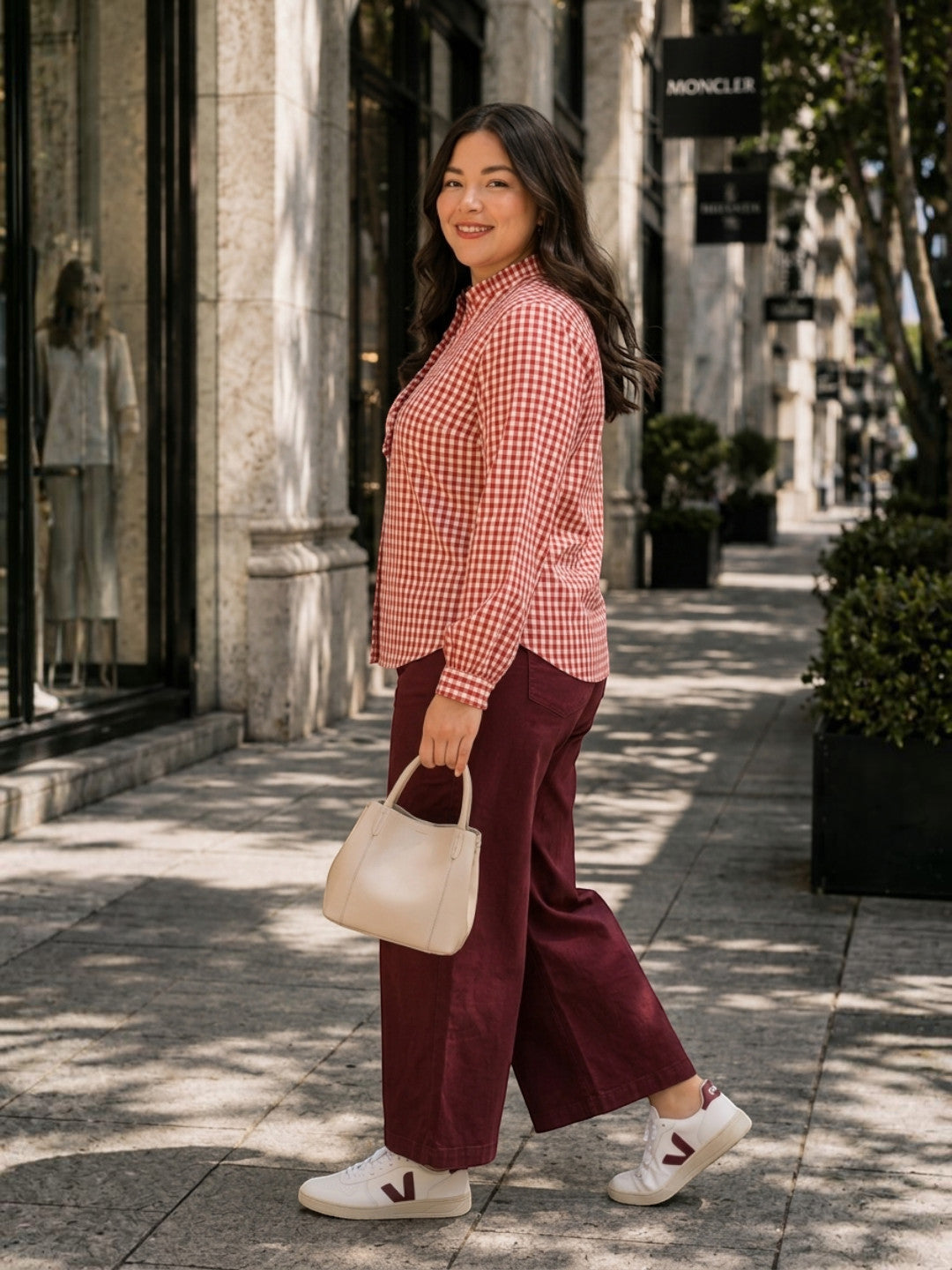 Plus Size Red Yarn-Dyed Check Cotton Dobby Shirt - Pre Order