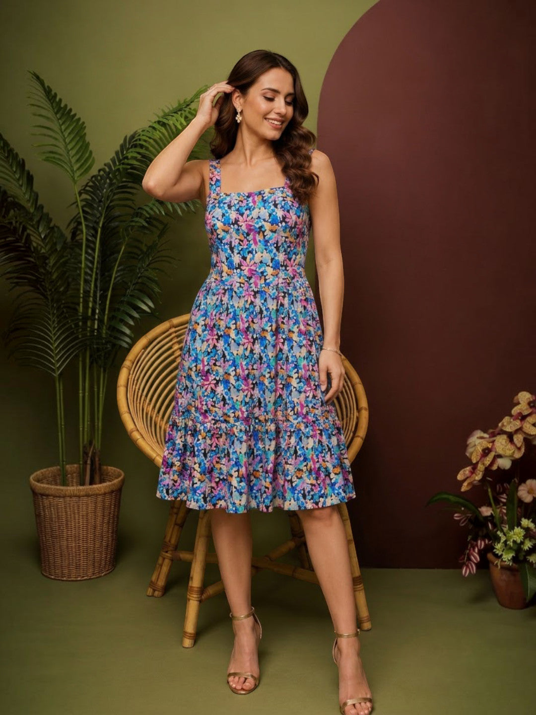 Women Multicolor Floral Dress Oxolloxo