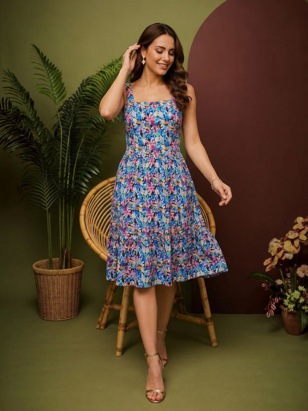 Women Multicolor Floral Dress Oxolloxo