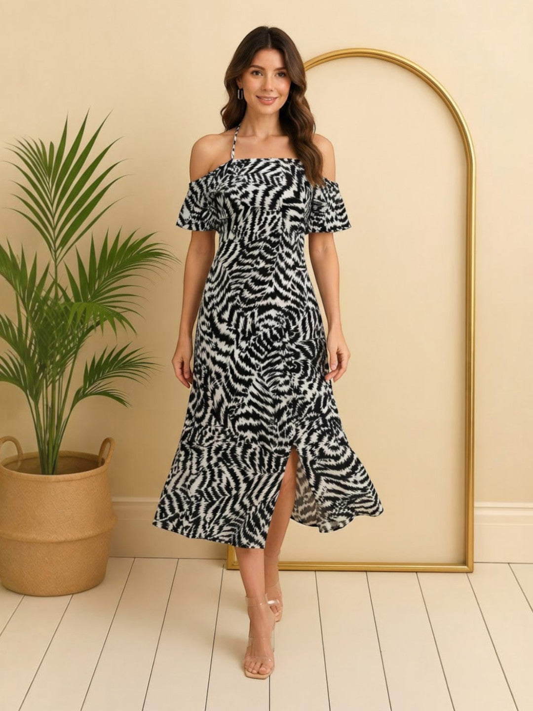 Women Multicolor Zebra Print Dress Oxolloxo