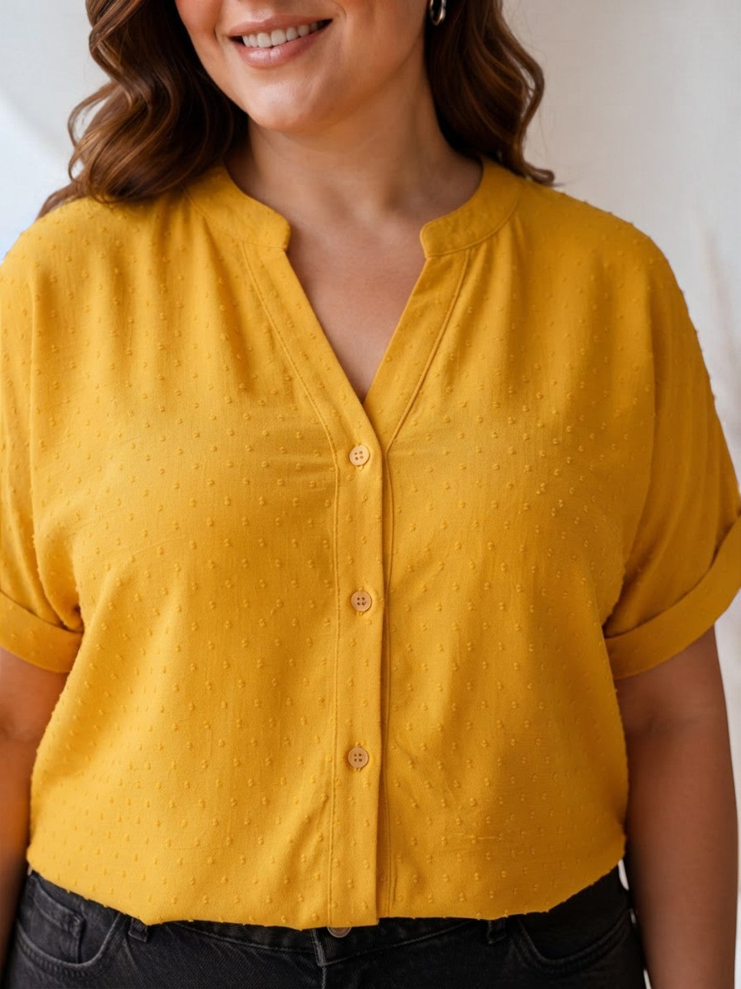 Women Plus Size Yellow Stripes Cotton Top Oxolloxo
