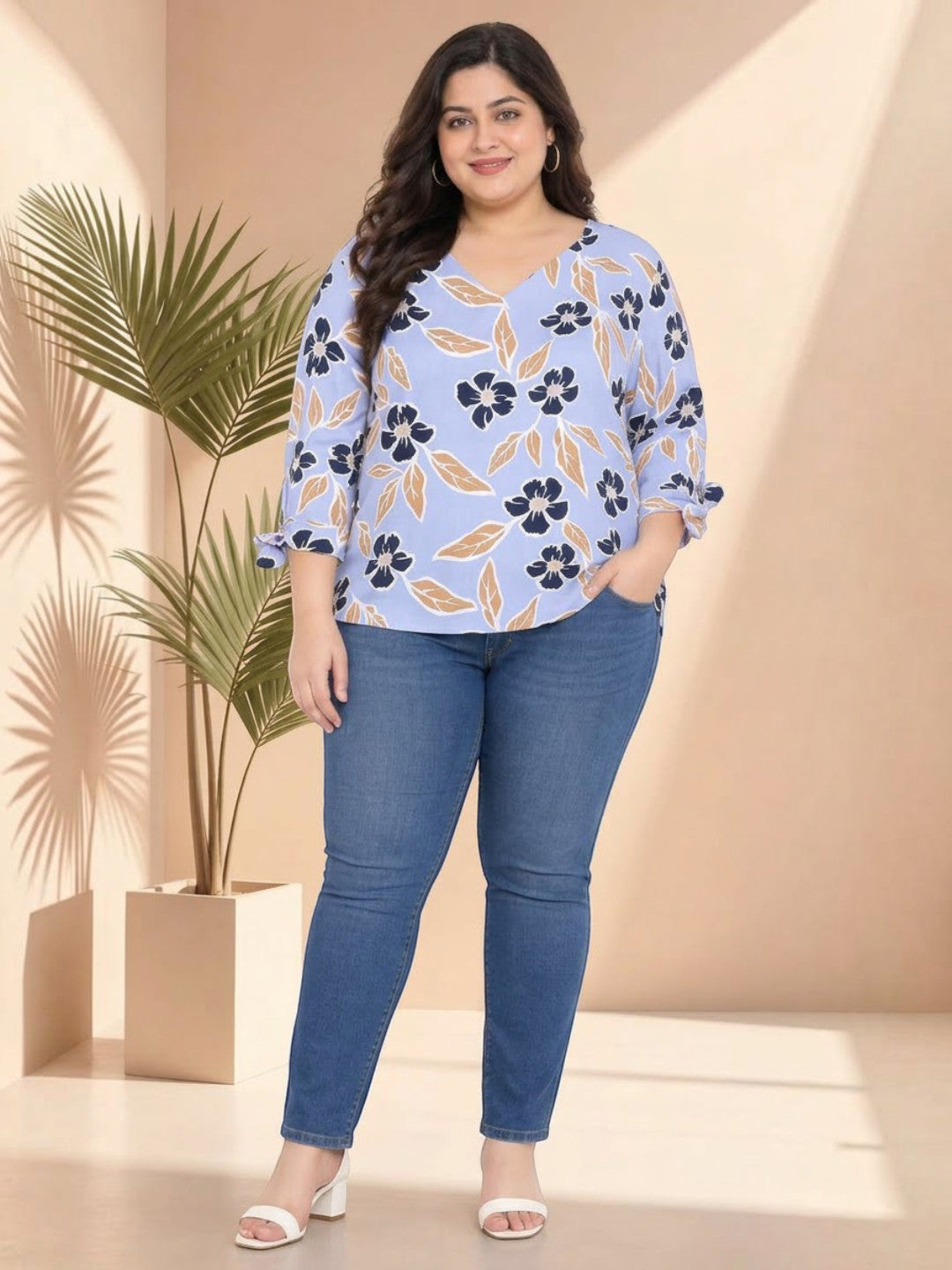 Plus Size Flowery Desert Top