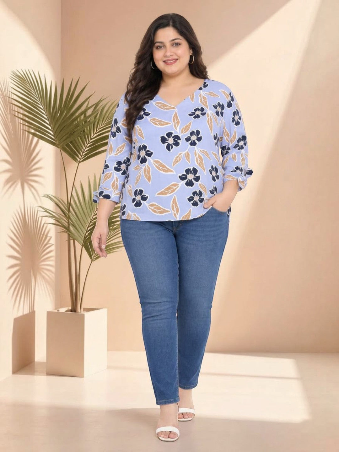 Plus Size Flowery Desert Top