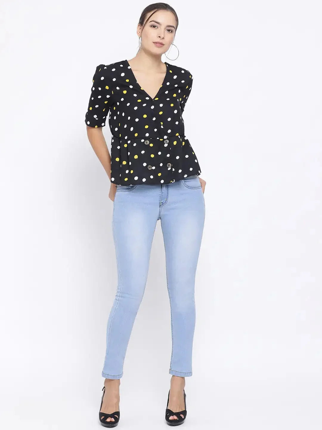 Sunshine Polka Button Womenâ€™S Top   oxolloxo