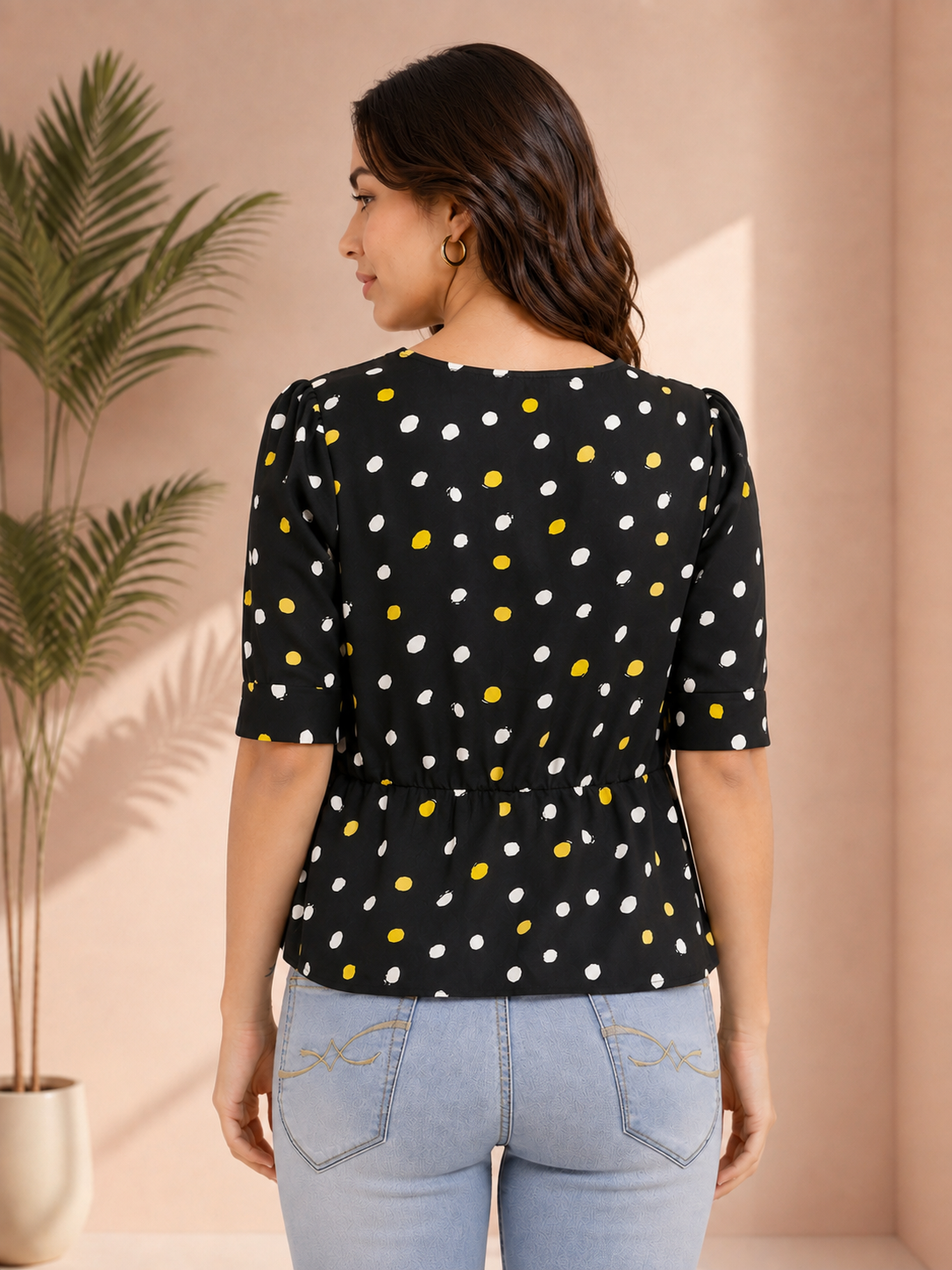 Women's Black Polka Dot Top