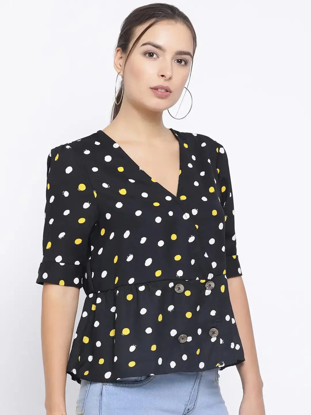 Sunshine Polka Button Womenâ€™S Top   oxolloxo