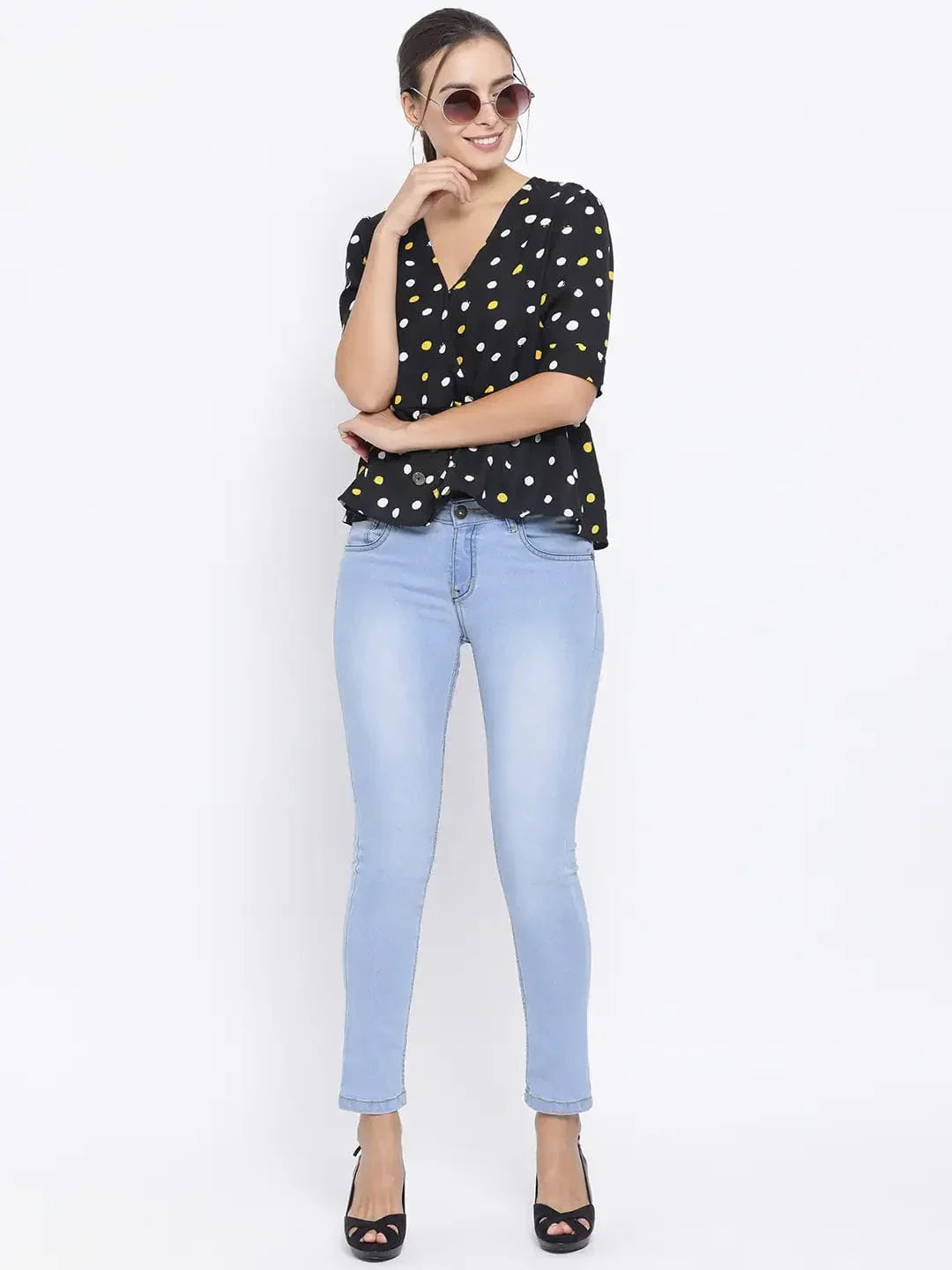 Sunshine Polka Button Womenâ€™S Top   oxolloxo